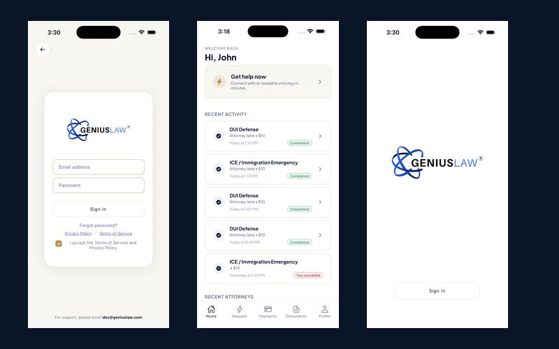 GeniusLaw Client and Pronto mobile apps on the App Store