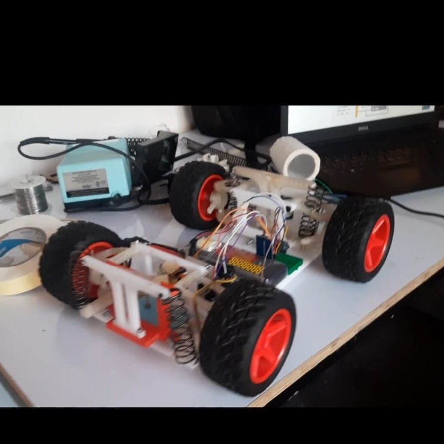 3D-printed race car, suspension test